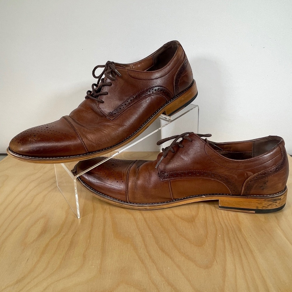 Stacy Adams Mens Leather Oxford Dress Shoes Brogue Wingtip Brown‎ 11.5M